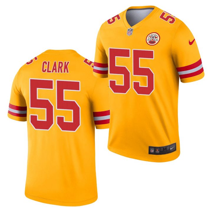 Men Kansas City Chiefs #55 Frank Clark Nike Yellow Inverted Legend NFL Jersey